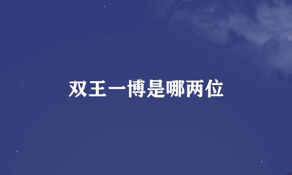双王一博是哪两位