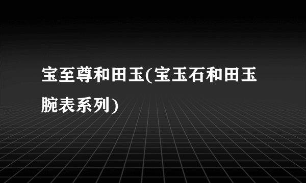宝至尊和田玉(宝玉石和田玉腕表系列)