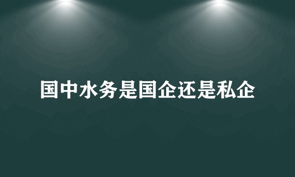 国中水务是国企还是私企