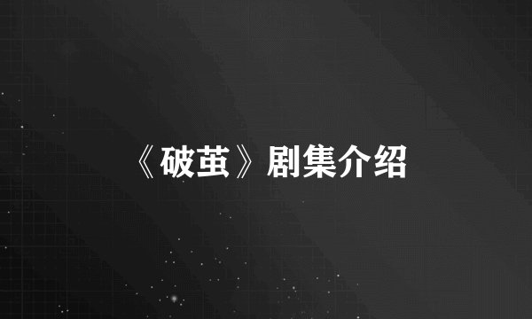 《破茧》剧集介绍