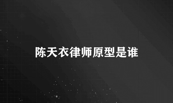 陈天衣律师原型是谁