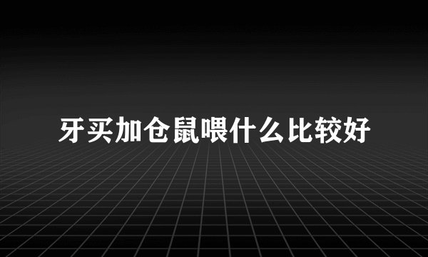 牙买加仓鼠喂什么比较好