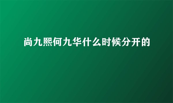尚九熙何九华什么时候分开的