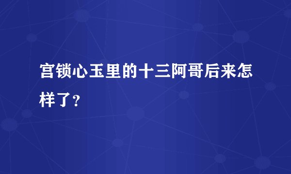 宫锁心玉里的十三阿哥后来怎样了？