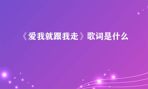 《爱我就跟我走》歌词是什么