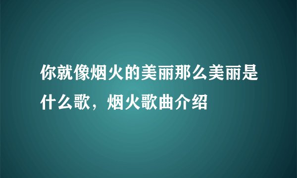 你就像烟火的美丽那么美丽是什么歌，烟火歌曲介绍