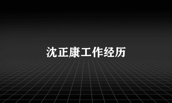 沈正康工作经历