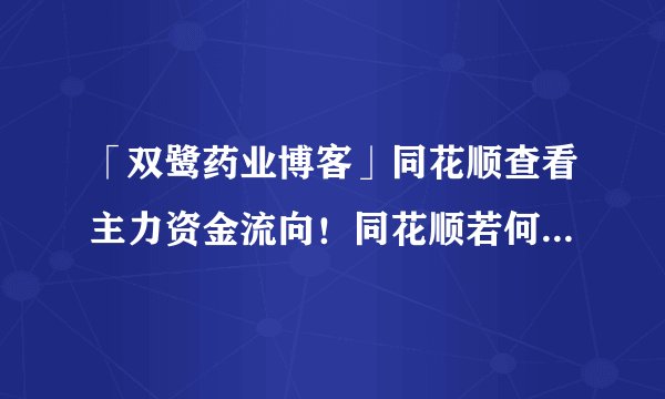 「双鹭药业博客」同花顺查看主力资金流向！同花顺若何看板块资金流向