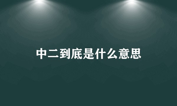 中二到底是什么意思