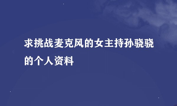 求挑战麦克风的女主持孙骁骁的个人资料