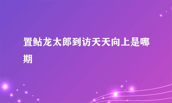 置鲇龙太郎到访天天向上是哪期