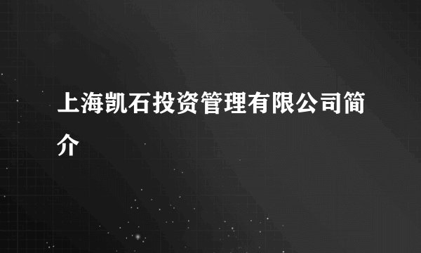 上海凯石投资管理有限公司简介