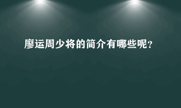 廖运周少将的简介有哪些呢？