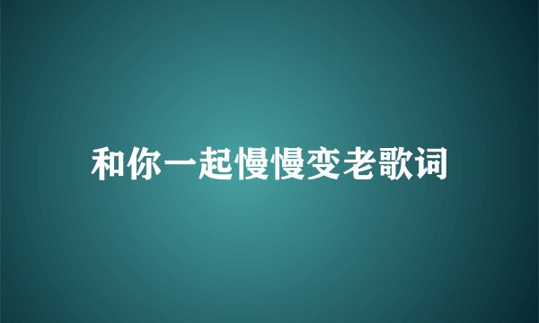 和你一起慢慢变老歌词