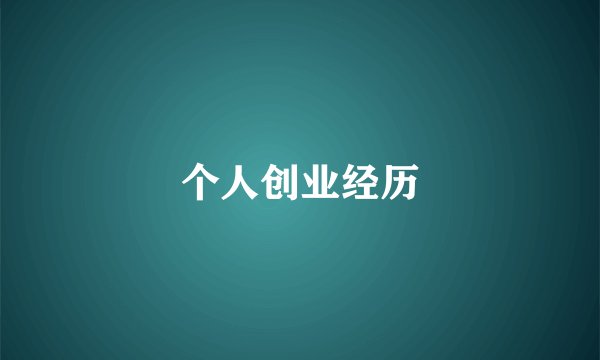 个人创业经历