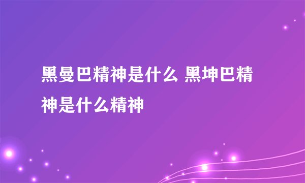 黑曼巴精神是什么 黑坤巴精神是什么精神