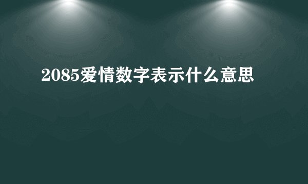 2085爱情数字表示什么意思