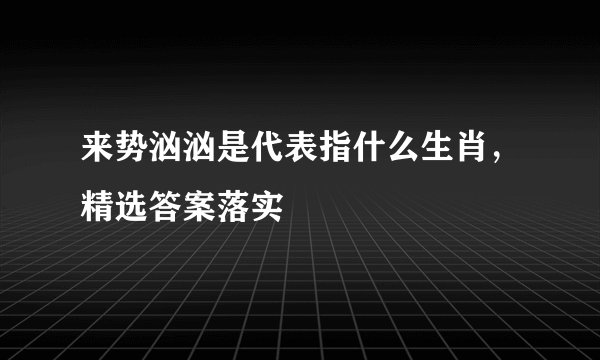 来势汹汹是代表指什么生肖，精选答案落实