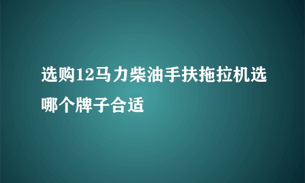 选购12马力柴油手扶拖拉机选哪个牌子合适