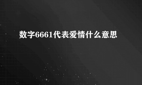 数字6661代表爱情什么意思