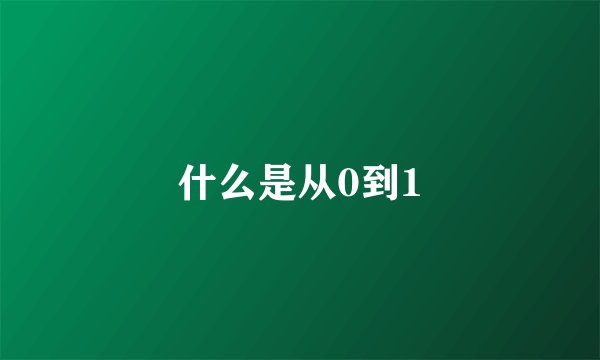 什么是从0到1