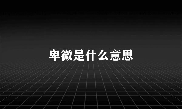 卑微是什么意思
