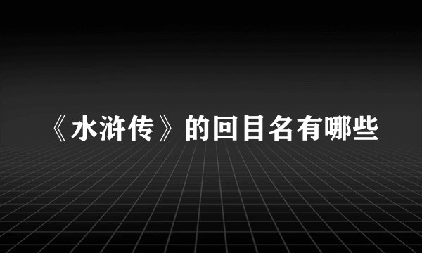 《水浒传》的回目名有哪些