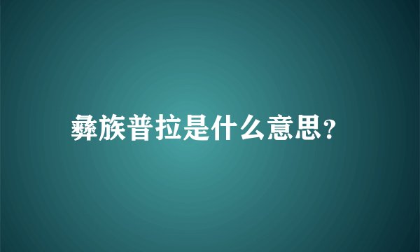 彝族普拉是什么意思？