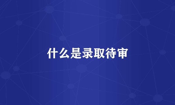 什么是录取待审