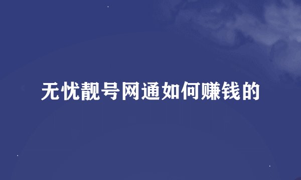 无忧靓号网通如何赚钱的