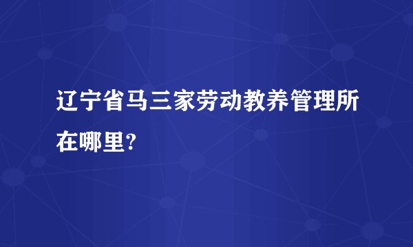 辽宁省马三家劳动教养管理所在哪里?