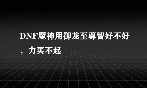 DNF魔神用御龙至尊智好不好，力买不起