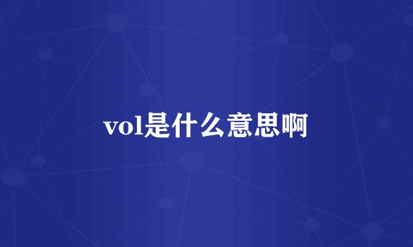 vol是什么意思啊