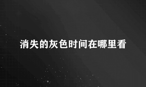 消失的灰色时间在哪里看
