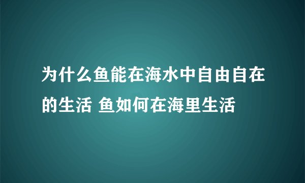 为什么鱼能在海水中自由自在的生活 鱼如何在海里生活