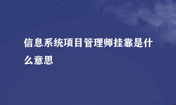 信息系统项目管理师挂靠是什么意思