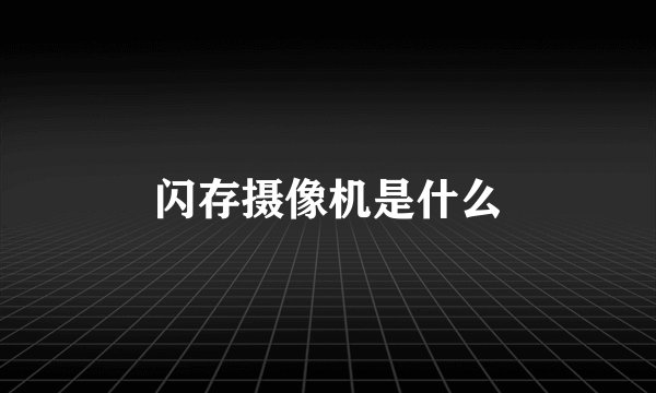 闪存摄像机是什么