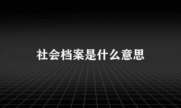 社会档案是什么意思