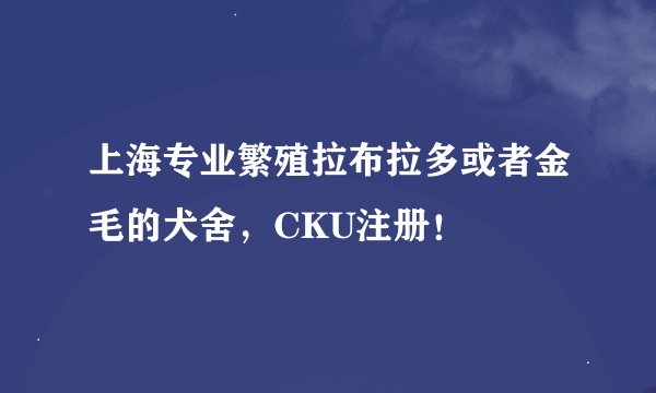 上海专业繁殖拉布拉多或者金毛的犬舍，CKU注册！