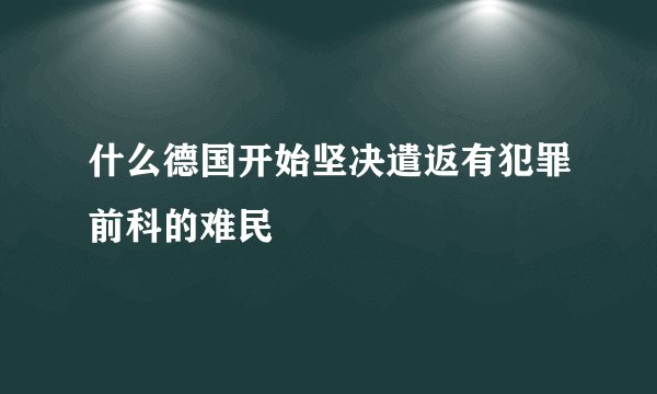 什么德国开始坚决遣返有犯罪前科的难民
