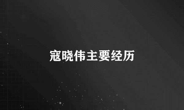 寇晓伟主要经历