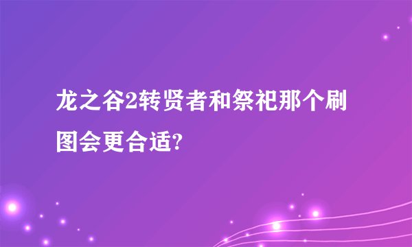 龙之谷2转贤者和祭祀那个刷图会更合适?