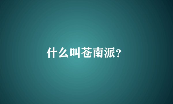 什么叫苍南派？