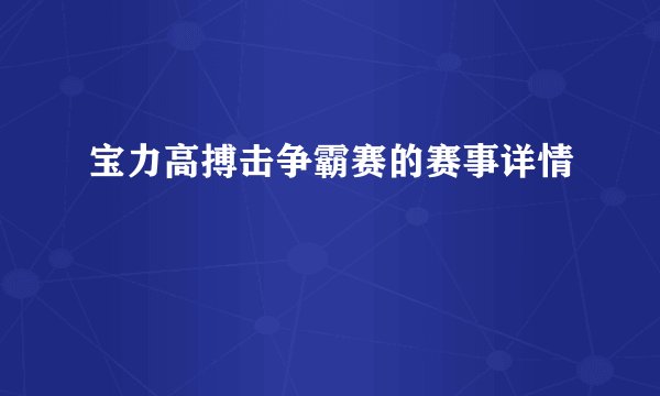 宝力高搏击争霸赛的赛事详情