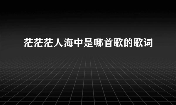 茫茫茫人海中是哪首歌的歌词