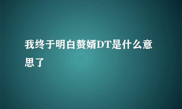 我终于明白赘婿DT是什么意思了