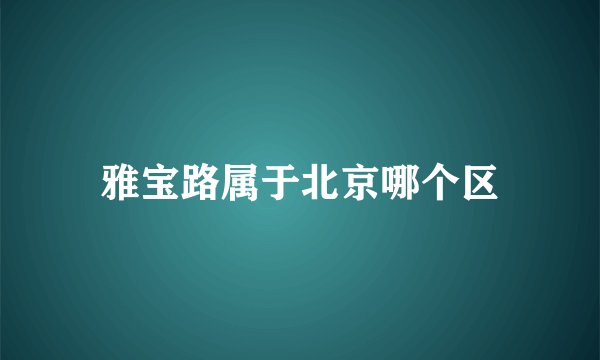 雅宝路属于北京哪个区