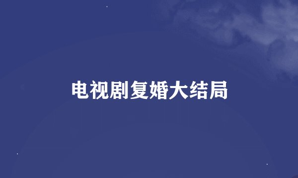 电视剧复婚大结局