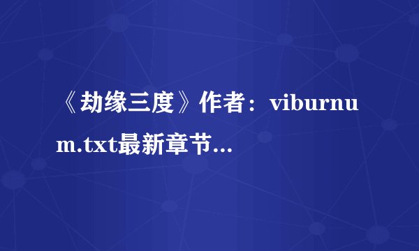 《劫缘三度》作者：viburnum.txt最新章节/全集txt免费下载