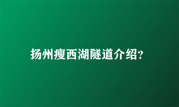 扬州瘦西湖隧道介绍？
